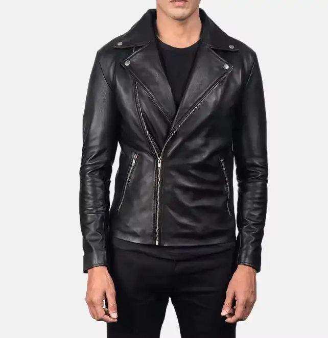 Jaket kulit domba hitam pria modis penjualan terbaik jaket kulit pria Pakistan jaket kulit