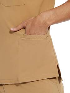 Traje de Jogger con múltiples bolsillos de mezclilla elástica para mujer, pantalones de manga corta con cuello levantado y uniforme de enfermera - Product Image 5