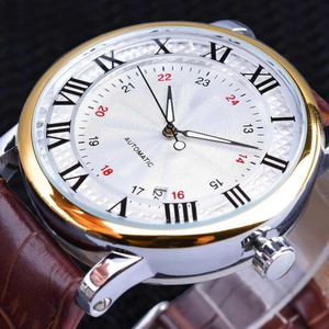 Best-seller : Montre mécanique de luxe personnalisée, boîtier en argent sterling 925, cristal saphir analogique luminescent de 25 mm, étanche, avec alarme et calendrier - Product Image 1