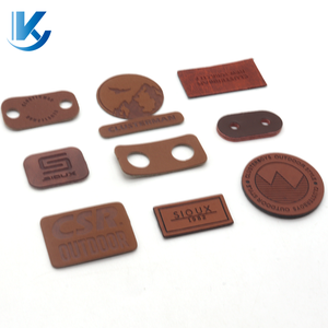 Custom Logo Debossed Real Leather Patch Holes <b>Cord</b> Pull Tab Oval Square Embossed Leather Labels for Jackets <b>Bags</b> Hoodies - Product Image 3