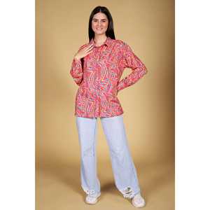 Chemise formelle ample à col boutonné, imprimée, attrayante et vibrante, en tissu mélangé de coton respirant, fraîche et décontractée pour le printemps - Product Image 5