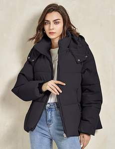 Veste matelassée chaude d'hiver pour femmes chauffantes avec manches longues Full Zip Solid Pattern Bubble Coat avec poche tricotée - Product Image 5