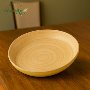 Venta al por mayor de alta calidad de diseño personalizado hilado luz del sol plato de bambú para la cena en la cocina hogar restaurante - Product Image 1