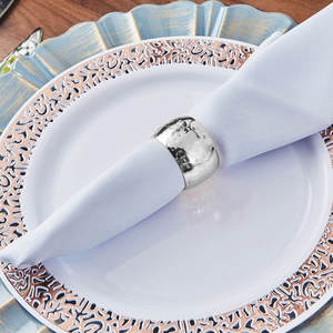 Texture Design argent métal ronds de serviette élégant métallique rond porte-serviettes pour mariage spécial dîner décor de table - Product Image 2