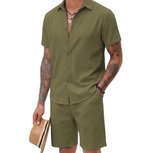 Slim Fit Half Sleeve <b>Set</b> and two pockets drawstring joggers Suit for Office Party Wear Custom Logo Design High Street Style - Product Image 1