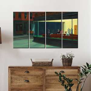 ภาพพิมพ์บนผ้าใบของเอ็ดเวิร์ด ฮอปเปอร์ นัทฮอว์กส์ ศิลปะสไตล์ร้านอาหารสุดคลาสสิกสำหรับการตกแต่งแบบคลาสสิก 4P: ภาพพิมพ์แบบห่อหุ้มสำหรับติดผนัง - Product Image 1