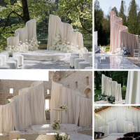 Accessoires de mariage, arche en métal blanc, décoration de cadre ondulé, drapé, auvent, chuppah, mandap, toile de fond, rideau pour décoration de mariage