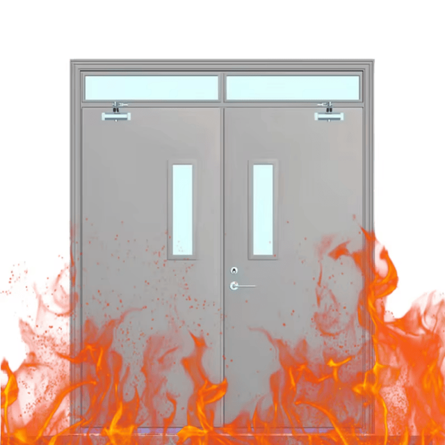 Modern Steel Fire Rated 90-Minute Hollow Metal Door with Frame for Hotel Warehouse Factory Workshop Projects