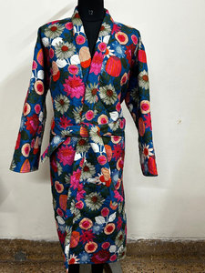 Manteau long matelassé personnalisé pour femme, en coton, imprimé floral, chauffant, style enveloppant, avec ceinture, pour l'automne et l'hiver - Product Image 3
