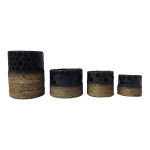 Récipients et bocaux en verre bougie OEM ODM de taille personnalisée avec mosaïque en verre noir et emballage de fil de jute naturel fabriqués à la main en Inde - Product Image 2