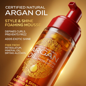 Argan Oil <b>Hair</b> Styling Foaming <b>Mousse</b> Lightweight Foam Easy to Apply for Curls Waves Wrap Set Smooth Shiny Finish - Product Image 1