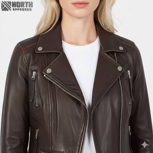Nuevo diseño de moda para mujer, chaqueta de cuero de alta calidad para mujer, chaqueta de cuero personalizada para mujer - Product Image 6