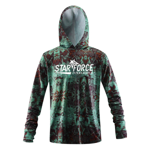 Sweat à capuche à manches longues pour hommes évacuant l'humidité T-shirts de pêche avec masque Matériau recyclé personnalisé respectueux du bambou UV UPF50 + - Product Image 1