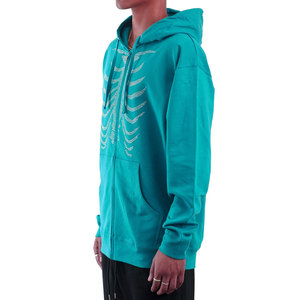 Nueva moda 100% algodón mezclado esqueleto strass sudaderas con capucha estilo callejero personalizado zip up strass con capucha - Product Image 2