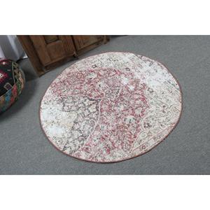 พรมตุรกีโบราณ ขนาด 3.9x3.9 ฟุต พรมลายตารางแดงขาว ทำจากขนสัตว์ - Product Image 2