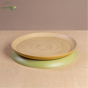 Plateau en bambou tissé à la main - Durable, léger, écologique, recyclable, facile à nettoyer, finition laquée imperméable pour la restauration - Product Image 4