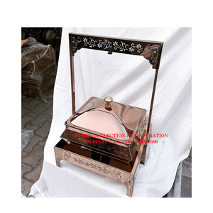 Elegante plato de frotamiento dorado, calentador de alimentos Rectangular recubierto de PVD de acero inoxidable para equipo de catering de boda y buffet de Hotel - Product Image 6