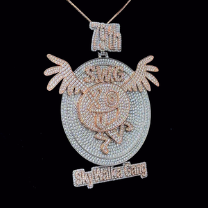 Colgante de Letra Personalizado de Plata de Ley Chapado en Oro con Certificación GIA, Estilo Hip Hop Cristiano, con Moissanita VVS Engastada, Estilo Cubano Unisex - Product Image 3