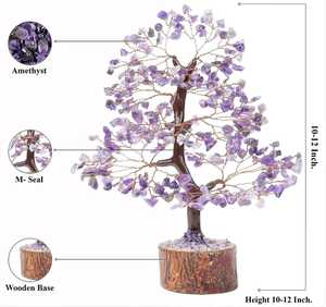 Venta al por mayor hecho a mano amatista piedra preciosa Feng Shui árbol estatuilla cristal elegancia India árbol para positividad amatista genuina amor - Product Image 4