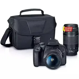 Chất lượng cao REBEL T7 DSLR máy ảnh với 2 lens kit với EF18-55mm + EF 75-300 mét ống kính màu đen