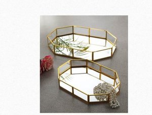 Bandeja de espejo con borde dorado, forma Rectangular, chapado en oro - Product Image 6