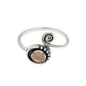 Factory Price Women Silver <b>Ring</b> <b>Crafted</b> From 925 Sterling Silver Bohemian <b>Rings</b> Studded With Round Cut Rose Quartz Gemstone - Product Image 4