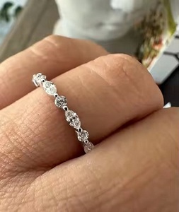 Marquis & round Lab แหวนเพชรสำหรับผู้หญิงแหวนหมั้นเพชร CVD 2CT ทั้งหมดแหวนแต่งงาน14K สีเหลืองทอง - Product Image 2