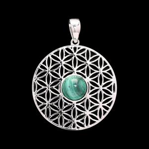 Pendentif en argent sterling 925 de style classique en filigrane pour femme avec pendentifs fins et breloques en pierres précieuses de malachite - Product Image 5