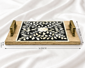 Fromm Inde Artisanat de qualité Mother Pearl Star Bone Inlay Ustensiles de cuisine Plateaux de service pour hôtels et restaurants - Product Image 1