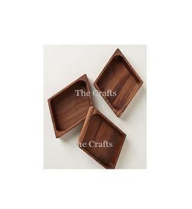 Lot de 3 assiettes de service en bois avec plateau de fruits secs de taille personnalisée de qualité de luxe pour vaisselle - Product Image 1