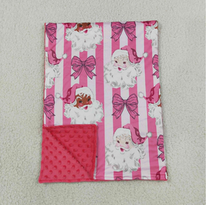 Mantas Navideñas para Bebés Niñas con Lazos de Rayas Rosas y Diseño de Santa Claus - Product Image 4