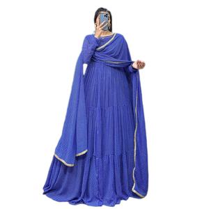 ชุดเดรสยาวแบบอินเดียสำหรับผู้หญิง ผ้าจอร์เจตต์เนื้อหนา ทรงอนาร์กาลี พร้อมฟองน้ำเสริมในตัว แขนเสื้อแบบพิเศษ ผ้าคลุมไหล่แห้งเร็ว ชุดแฟชั่นทันสมัย - Product Image 1