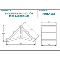 Coin de protection ESB-5540 à 3 côtés 55x40mm