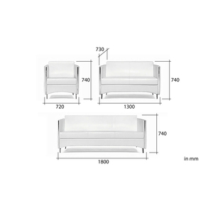 Sidney White 3-Piece <b>Office</b> <b>Sofa</b> Modern European <b>Design</b> PU Leather Cover with <b>Wooden</b> Frame for Home Apartment Hotel Living Room - Product Image 3