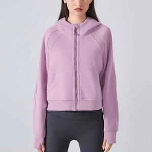 Sudaderas con cremallera para mujer, chaquetas de entrenamiento de lana, sudaderas atléticas informales de manga larga con agujeros para los pulgares - Product Image 4