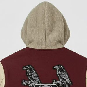 Chaqueta Varsity con Capucha para Hombre, 100% Lana, Cuello Alto, Logotipo Frontal, Invierno, Gran Venta, Marca Privada, Última Moda - Product Image 5