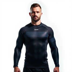 Durable Compression Fit Rash Guard Manga completa y corta para MMA Personalizado con diseño sublimado kimono de jiu jitsu - Product Image 1