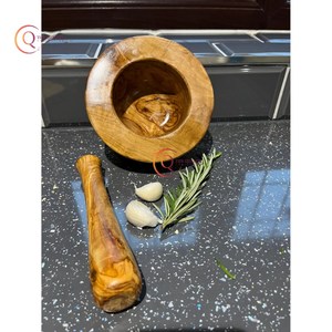 Fabricante de juego de mortero y Maja de madera natural para pimientos, hierba de ajo para trituradora de medicamentos, herramienta de cocina a buen precio - Product Image 4