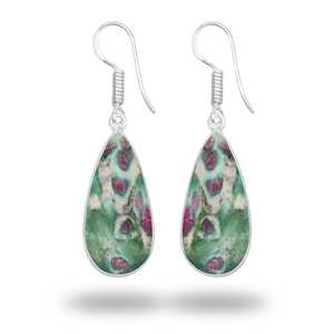 ต่างหูห้อยประดับพลอยรูบี้ฟูไซต์ทำมือ คุณภาพสูง วัสดุทองเหลืองชุบเงินแท้ เครื่องประดับชั้นดีสำหรับเธอ - Product Image 5