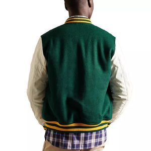 Veste universitaire de baseball en cuir de base pour hommes, vêtements d'extérieur d'hiver à col montant avec tissu en toile Design Letterman personnalisable - Product Image 2