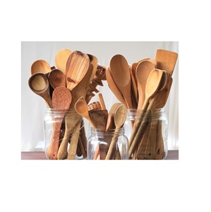 Ustensiles de cuisine en bois naturel faits à la main et ensemble de couverts d'accessoires principalement utilisés dans les restaurants hôtels à un prix abordable - Product Image 3