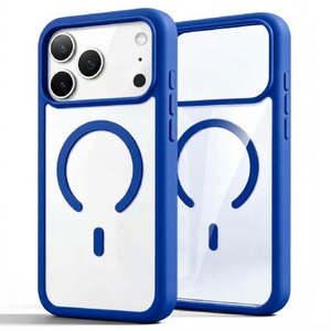 เคสใสแบบไฮบริดสำหรับ iPhone 12/Iphone 12 Pro 6.1 นิ้ว พร้อมวงแหวนแม่เหล็กขอบสีน้ำเงิน - Product Image 1