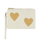 Sac à main en polyester rectangulaire fait main avec perles en forme de cœur, broderie XOXO, idéal pour la Saint-Valentin