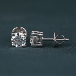 Luxueux diamant de laboratoire de coupe ronde 10KT or blanc diamant nouvelle conception personnalisée à la mode boucles d'oreilles à vis arrière pour les femmes - Product Image 2