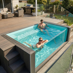 Piscina Elevada de FRP, 10 mm de Grosor, Resistente a los Rayos UV, Ecológica, Duradera, Rectangular, Fácil de Instalar, Escalera de Seguridad para Niños - Product Image 4