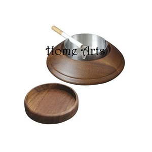 Attractive Design Wood And Stainless Steel <b>Smoking</b> Ashtray Prime Quality Round Shape Cigar <b>Smoking</b> Ashtray - Product Image 2