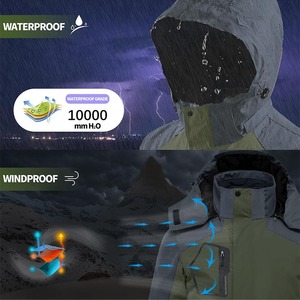 Veste de ski d'hiver pour hommes imperméable chaud neige col montant coupe-vent respirant extérieur polaire doublure toile tissu - Product Image 6