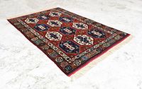 Tapis Kirman turc vintage en laine tissé à la main, teint à la racine florale, de Gallipoli Canakkale Ayvacik, 178x276 (6' X 9')
