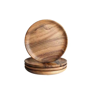 Plato de cena de madera maciza de Acacia Natural artesanal, tamaño personalizado, precio bajo para el hogar y la cocina, platos de mesa de Crescent Crafts - Product Image 1