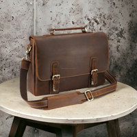 Bolso Bandolera de Cuero Genuino para Hombre, de Alta Calidad y Duradero, con Logotipo Personalizado, para Portátil, Oficina y Uso Diario